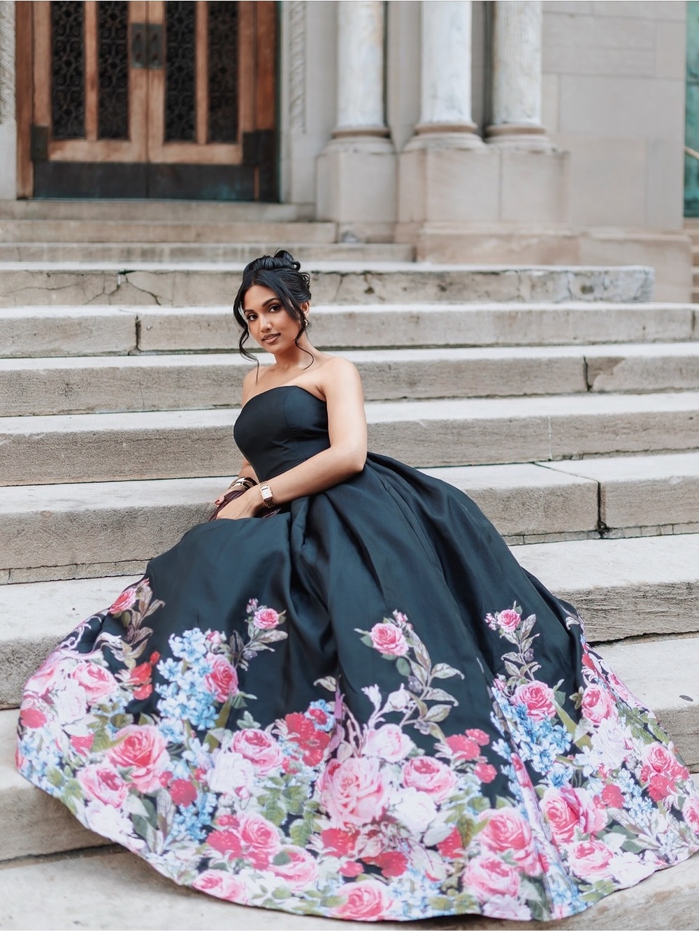 MAC DUGGAL Strapless Floral Brocade Maxi Dress - Picture 15 of 16
